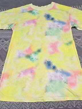 Alice + Olivia Garner Drop Shoulder Boxy Tshirt Dress In Tie Dye Size Medium